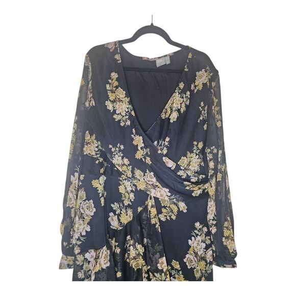 ASOS Design Wrap Waist Floral Midi Dress - Size 22 - Picture 5 of 10